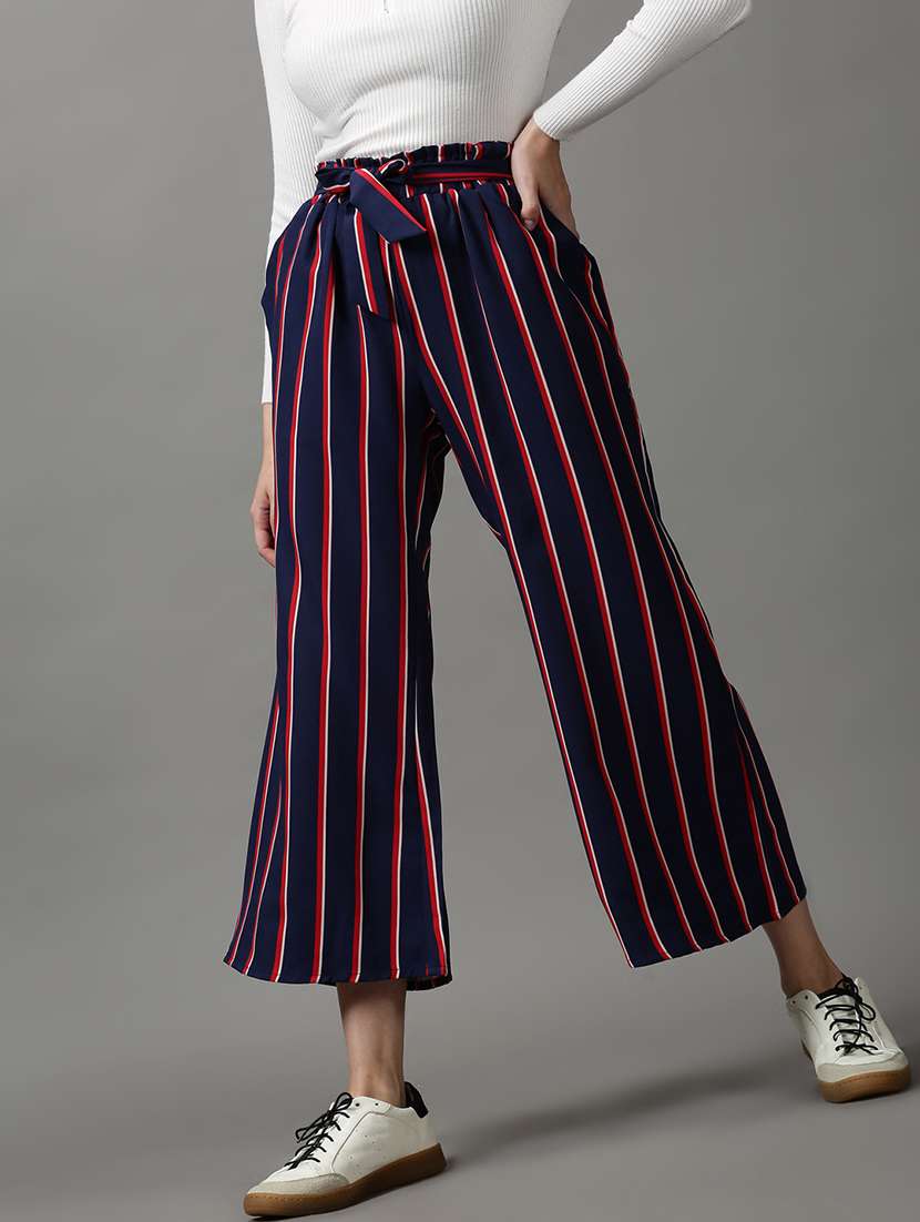tie front striped trouser 