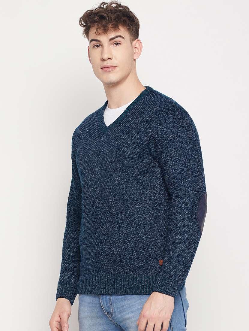 navy blue self designed pullover - 18591565 -  Standard Image - 2