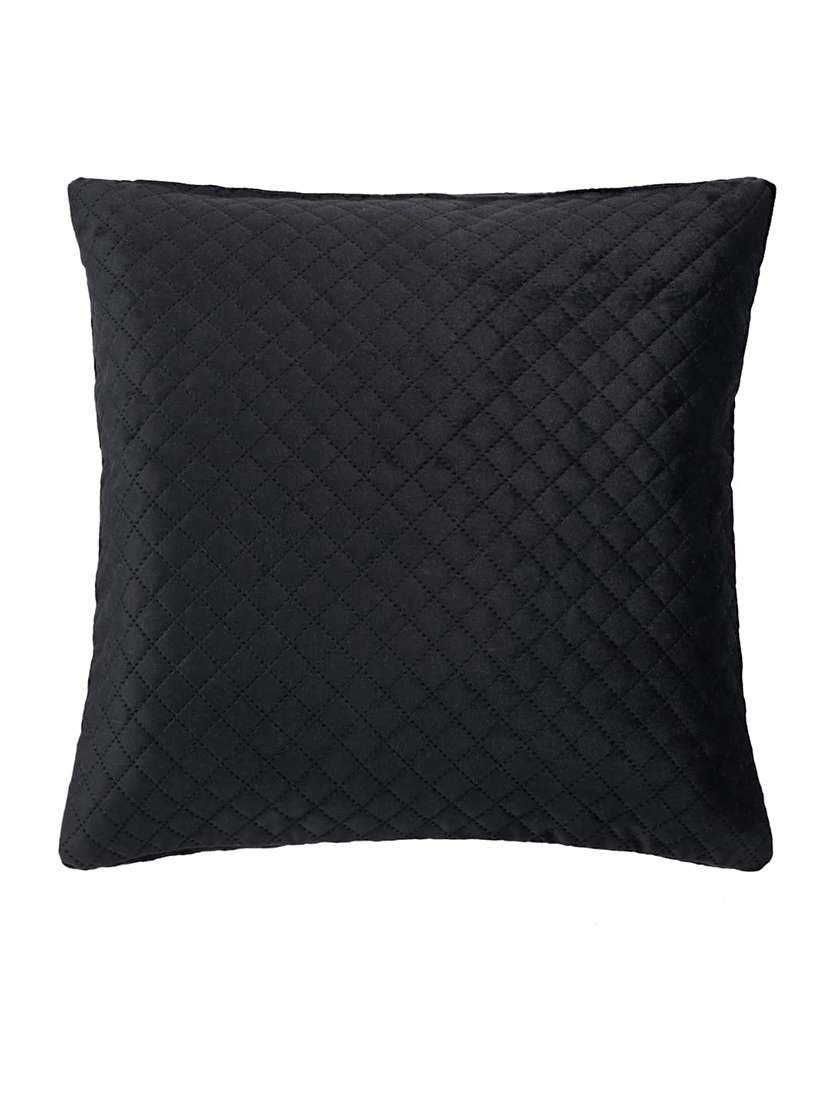 set of 2 jet black solid cushion cover 16'' x 16''