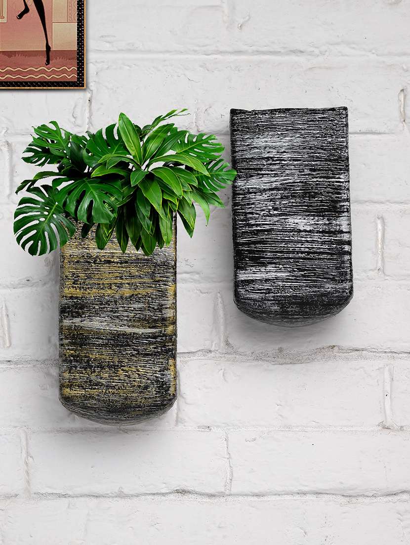 fiber wall hanging pots golden and silver  u shape set of 2