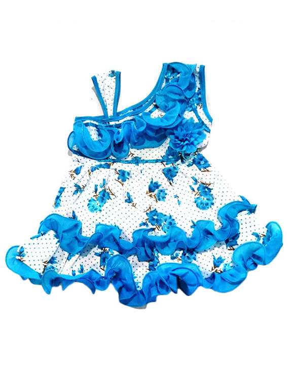 girls asymmetric neck sleeveless frock