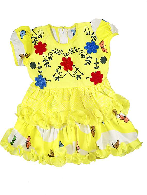girls round neck cap sleeve frock