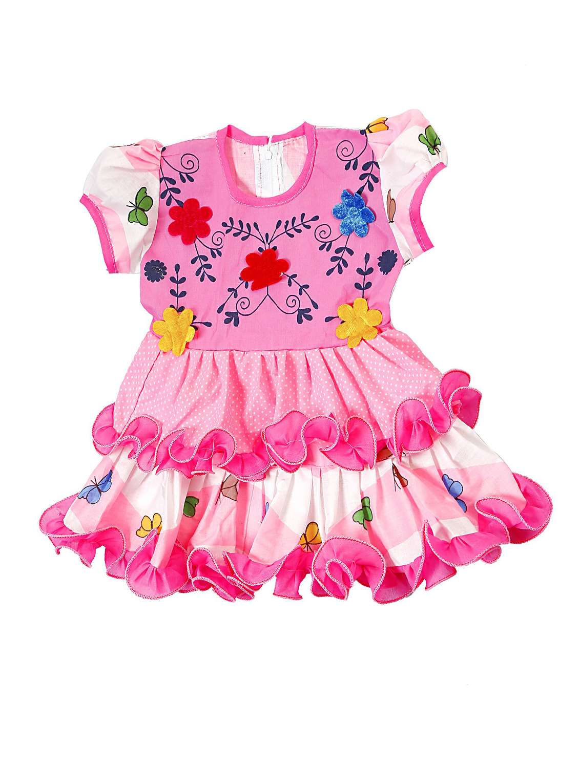 girls round neck cap sleeve frock