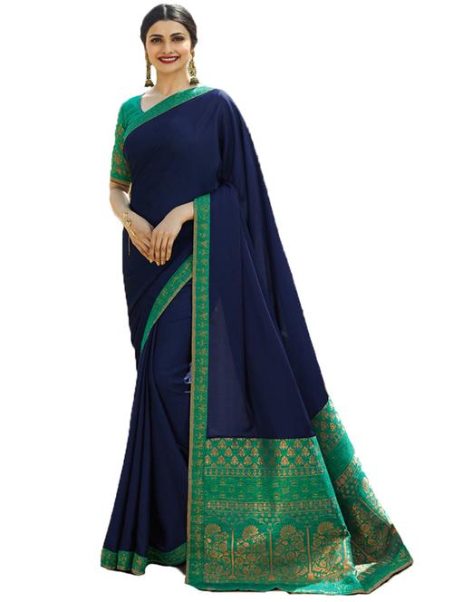 solid bordered saree with blouse - 18592329 -  Standard Image - 0