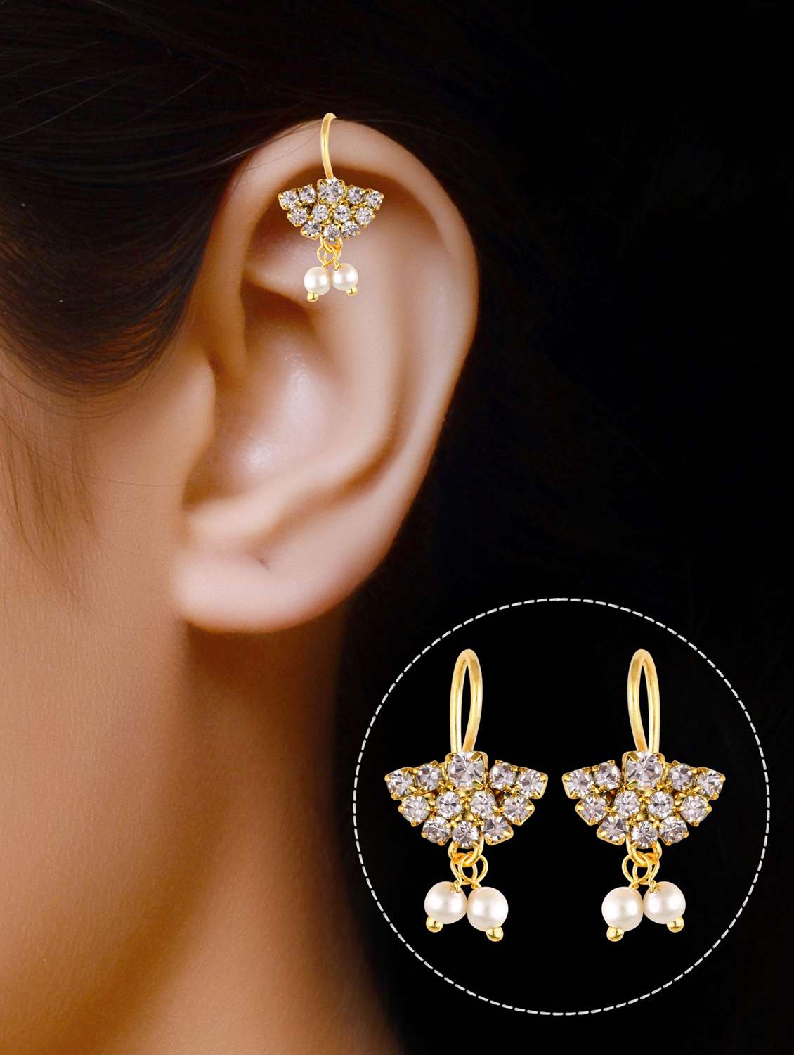 white brass earcuff earring - 18595259 - Standard Image - 2