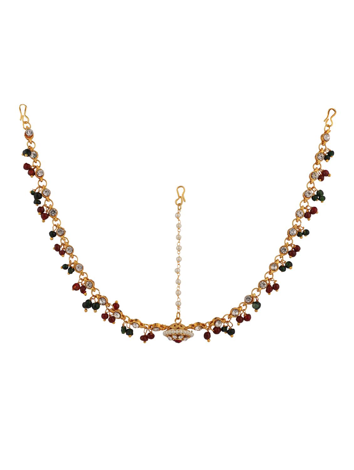 gold brass single maang teeka