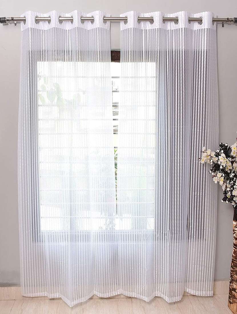 home sizzler zigzag solid sheer door curtains