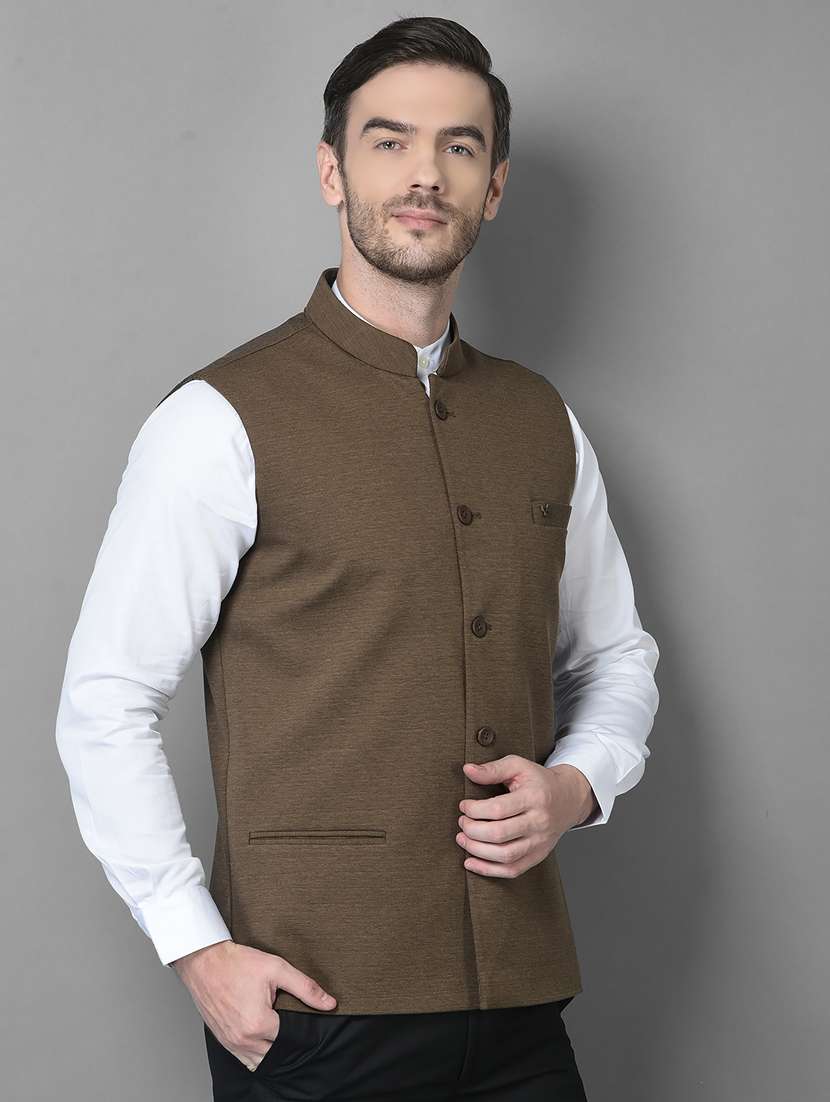 solid woolen classic nehru jacket - 18601505 -  Standard Image - 2
