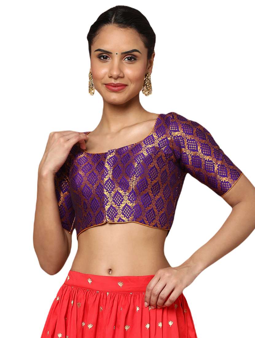 purple cotton blend regular blouse