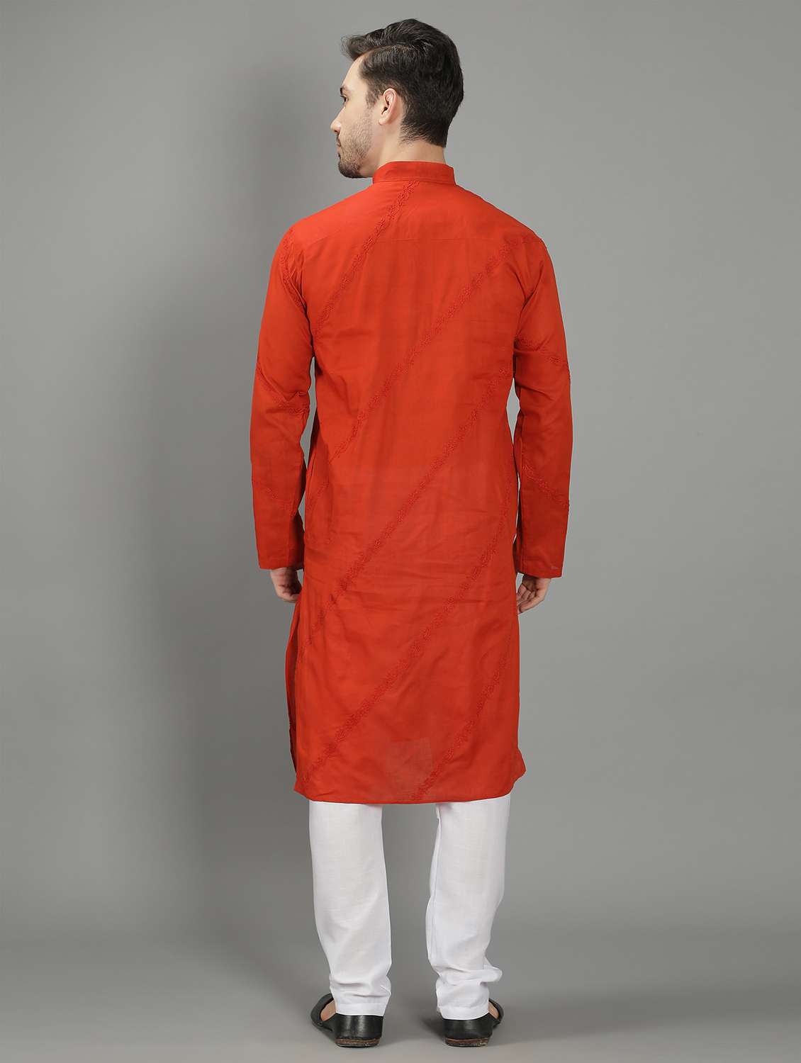 men embroidered long sleeve chikankari kurta - 18602026 -  Standard Image - 2