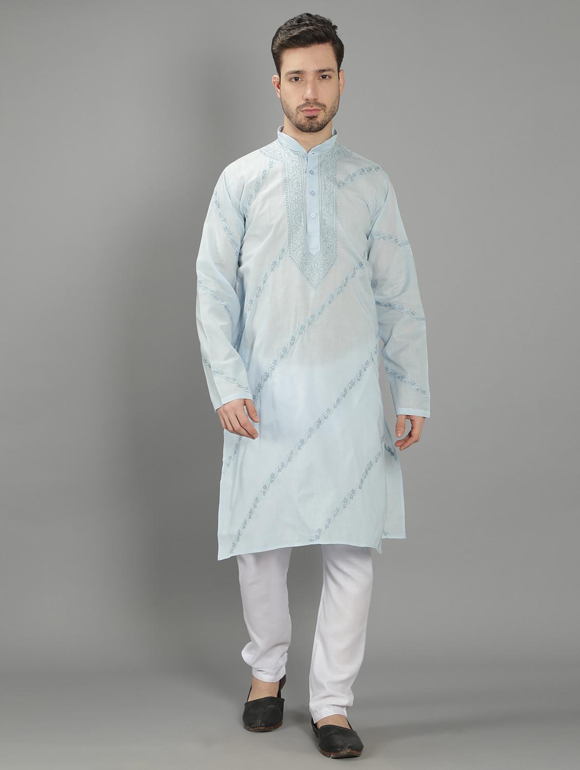 embroidered long kurta - 18602037 - Zoom Image - 0