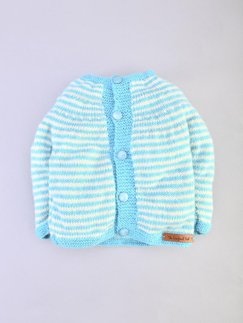 boys blue self design sweater - 18602278 - Standard Image - 2