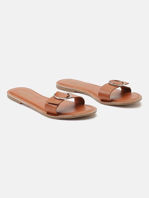 women solid slip on sandal - 18602452 - Standard Image - 0