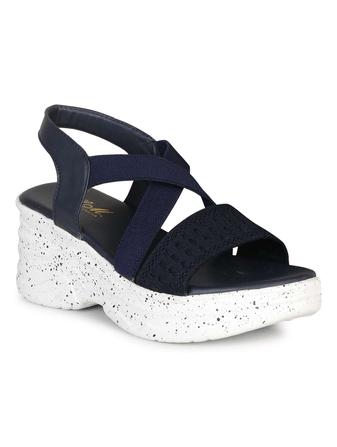 women blue back strap wedge