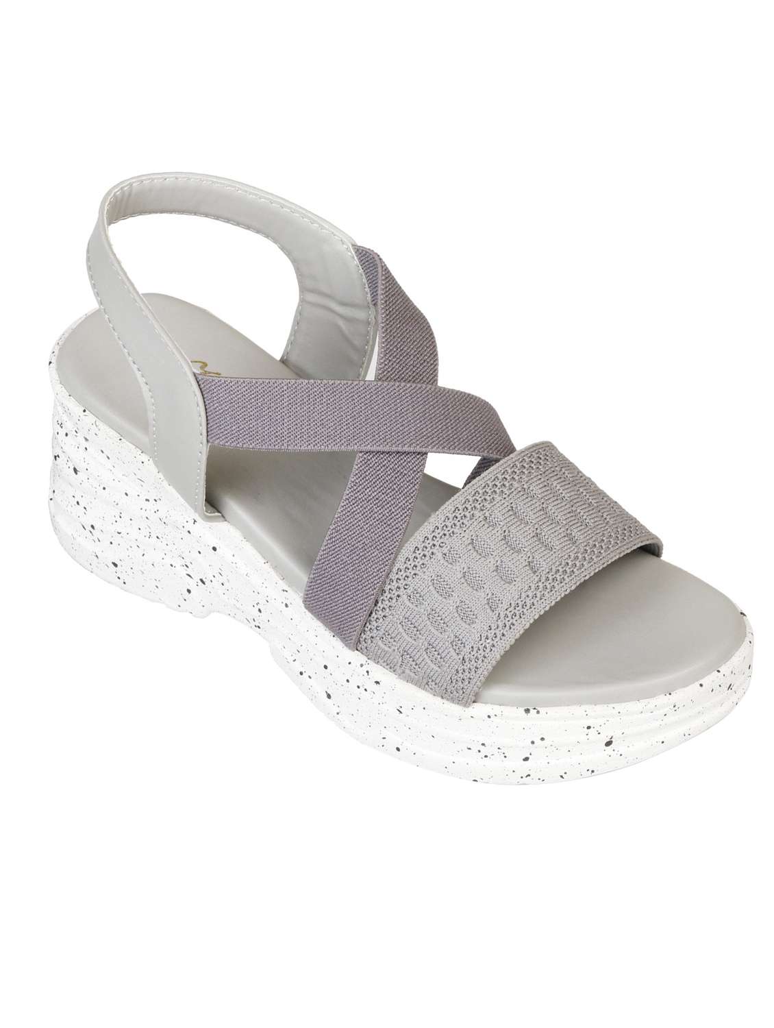 women grey back strap wedge