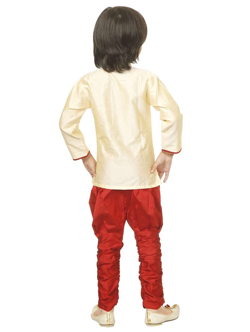 boys beige kurta pajama set - 18606797 - Standard Image - 2