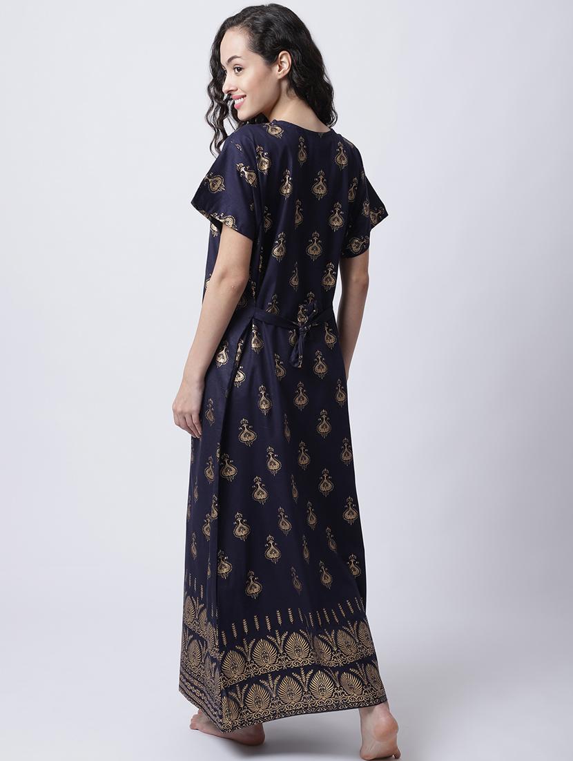 v-neck printed nighty - 18607408 - Standard Image - 2
