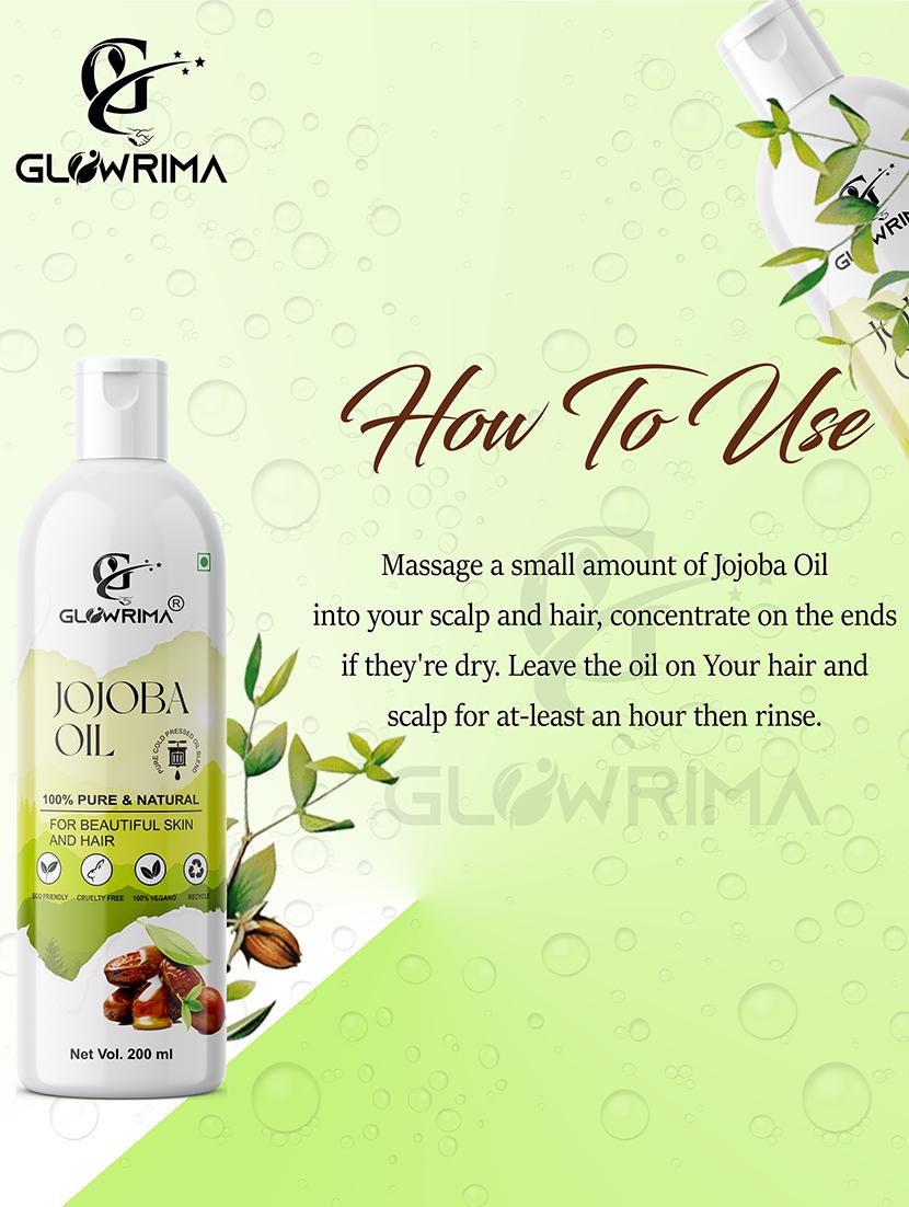 glowrima 100% pure & natural cold pressed jojoba oil for acne prone skin & hair conditioning 200ml (pack of 1) - 18608045 - Standard Image - 2