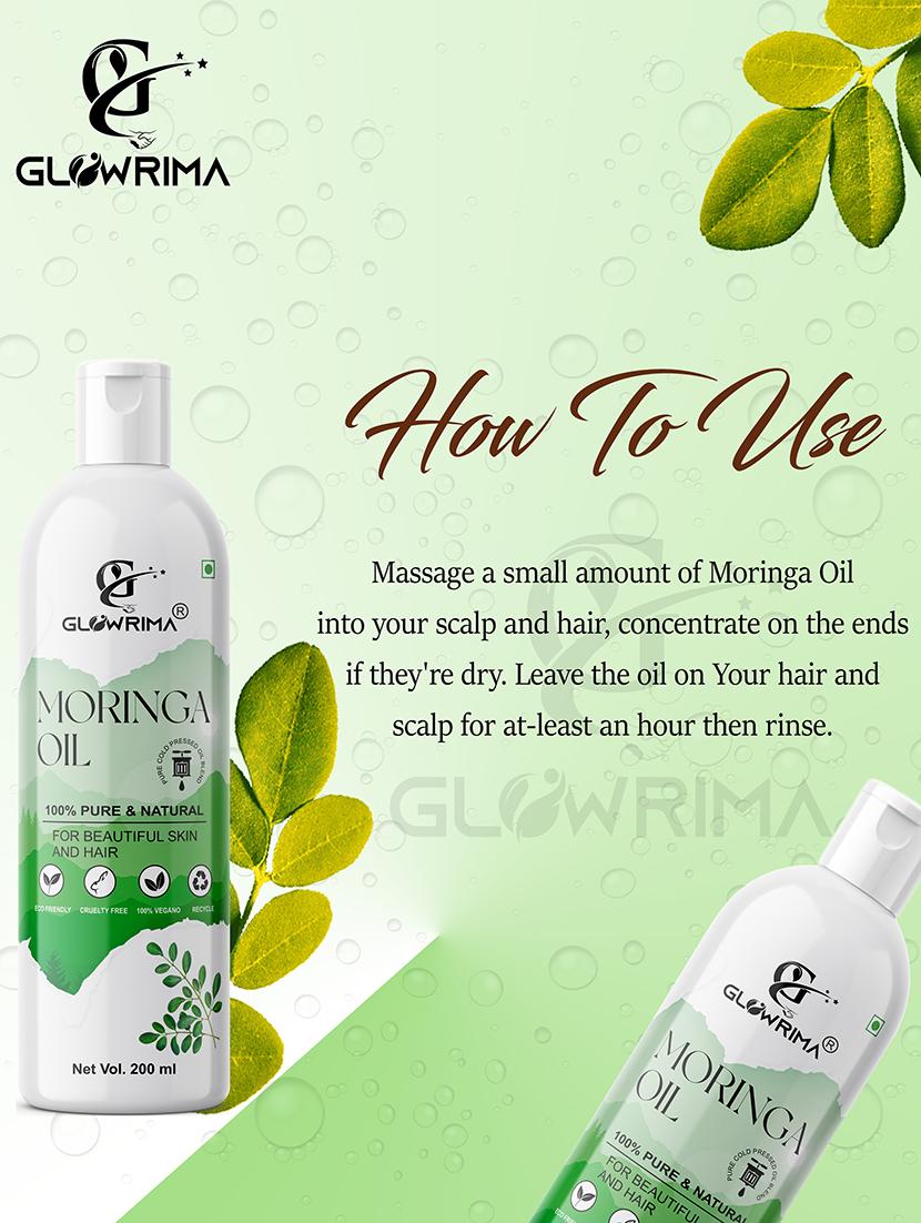 glowrima 100% pure & natural cold pressed moringa oil for hair, skin & anti-ageing face care 200ml (pack of 2) - 18608049 - Standard Image - 2