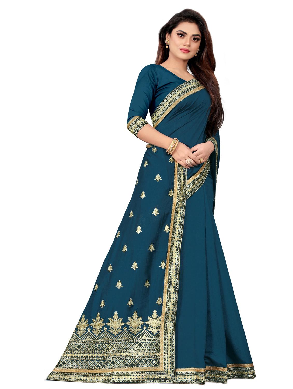 embroidered saree with blouse piece - 18613779 - Standard Image - 2