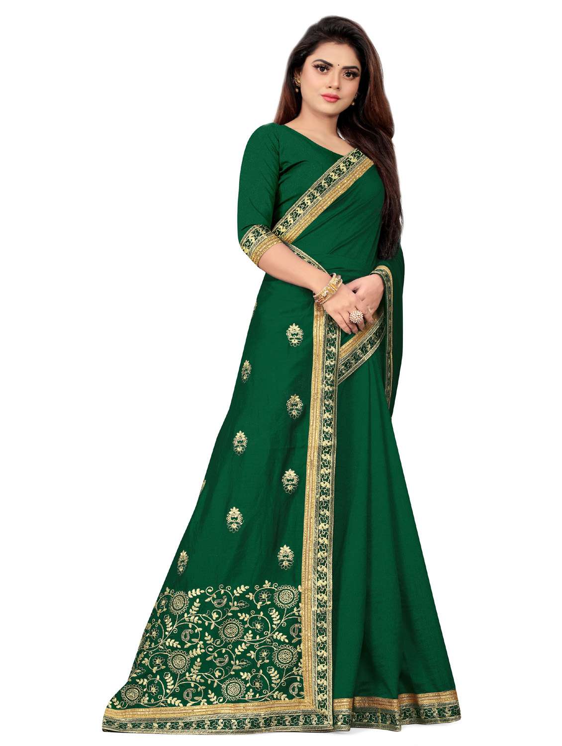 embroidered saree with blouse piece - 18613786 - Standard Image - 2