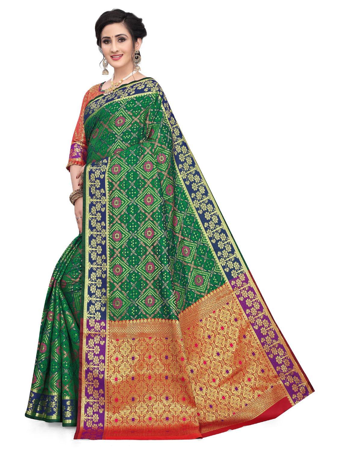 self design patola saree with blouse piece - 18613895 - Standard Image - 2