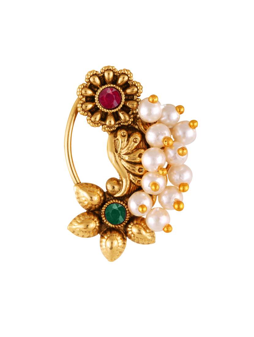 gold brass naath nose pin