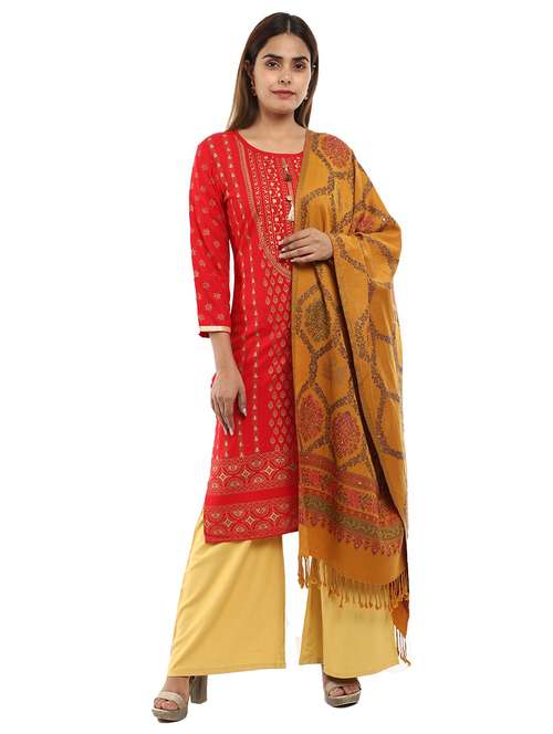 tassel detailed jacquard work stole - 18614701 -  Standard Image - 0