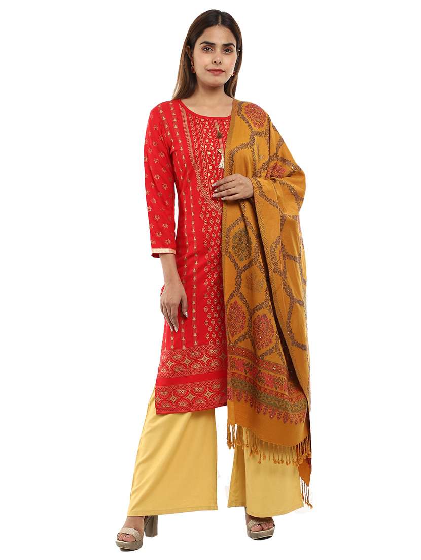 tassel detailed jacquard work stole