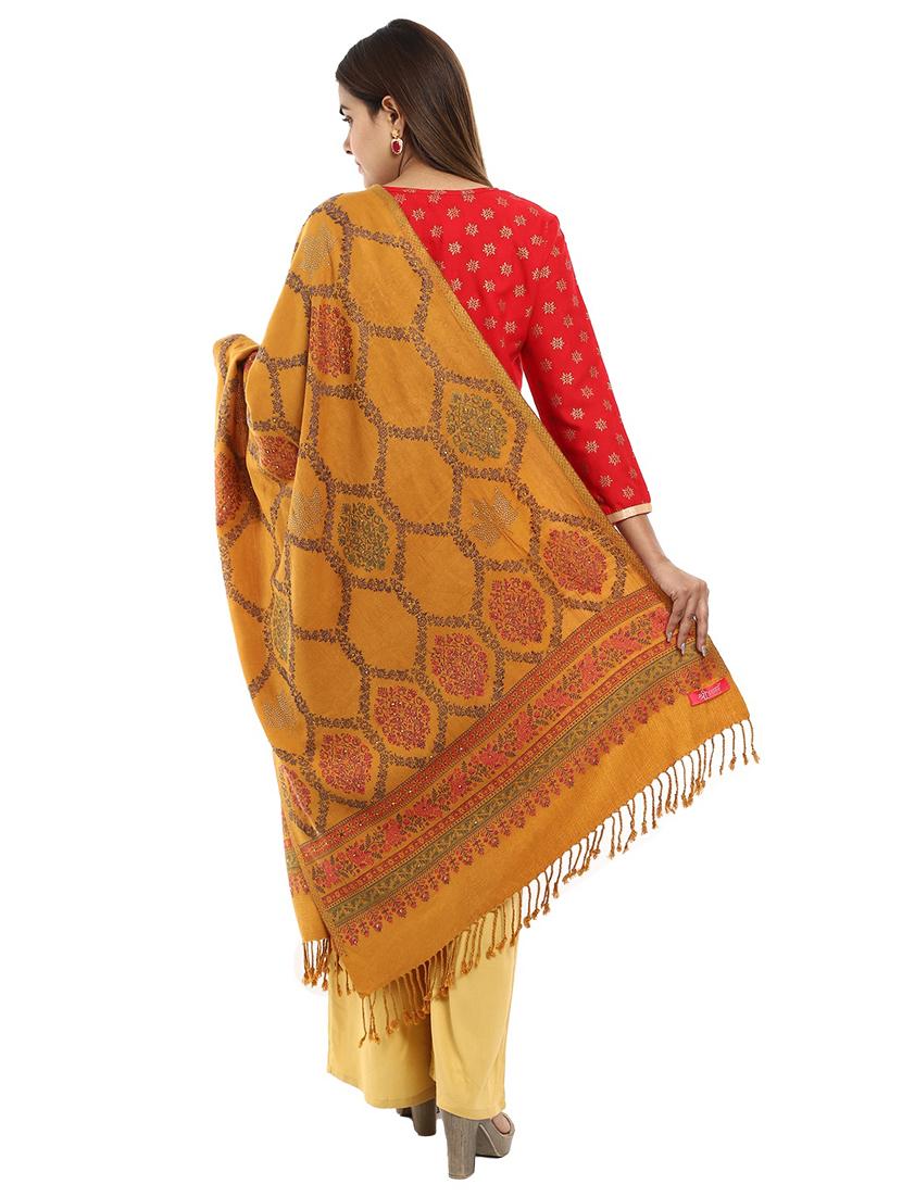tassel detailed jacquard work stole - 18614701 - Standard Image - 2