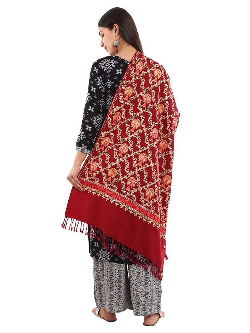 tassel detailed jacquard work stole - 18614702 - Standard Image - 2
