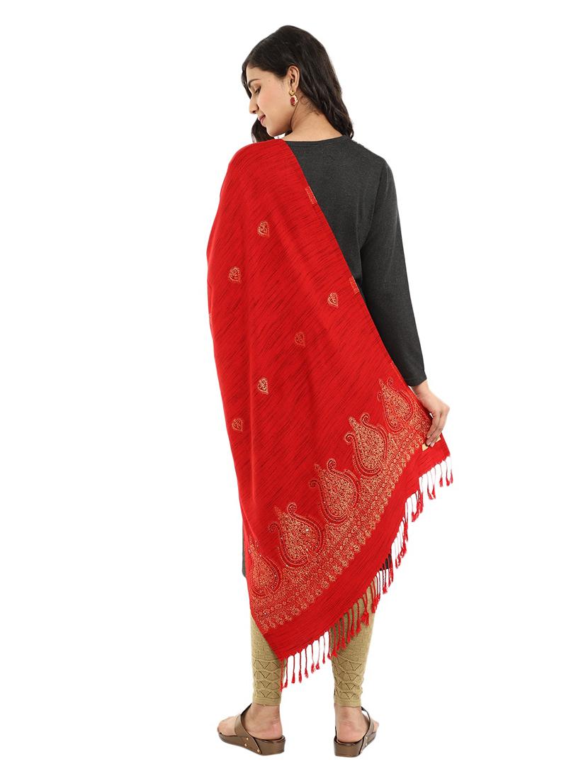 tassel detailed jacquard work stole - 18614704 - Standard Image - 2