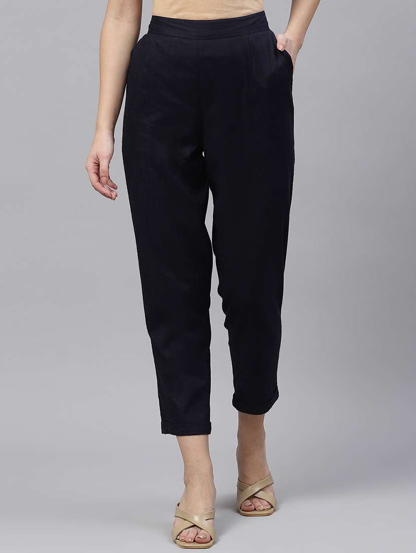 blue lycra pleated trouser