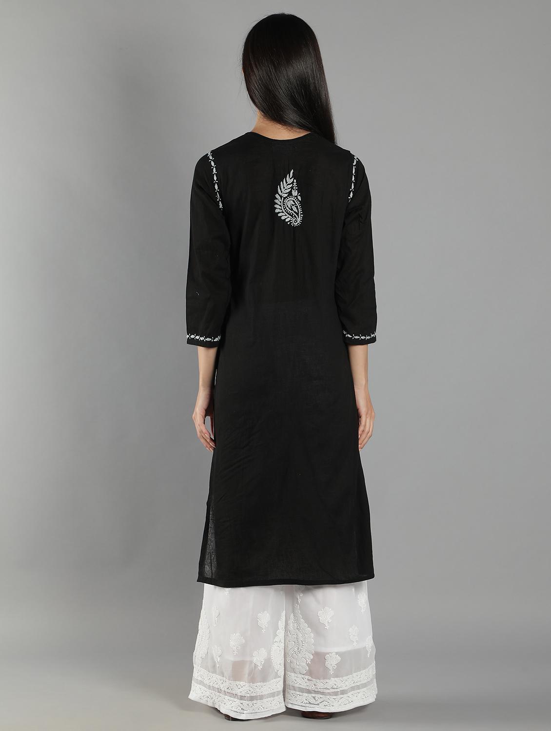 chikankari embroidered straight kurta - 18616432 - Standard Image - 2