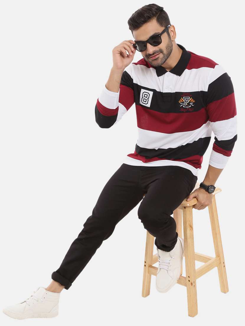 polo neck striped t-shirt - 18617348 -  Standard Image - 2