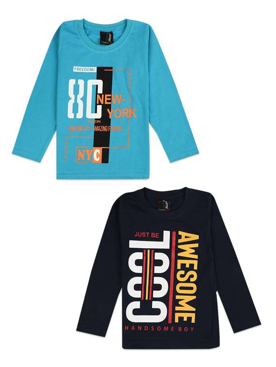 pack of 2 boys round neck printed t-shirt