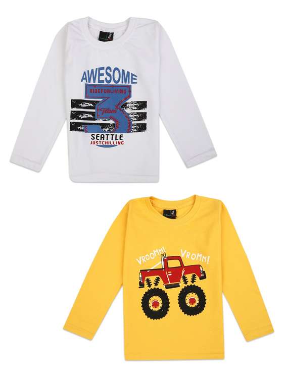 pack of 2 boys round neck printed t-shirt