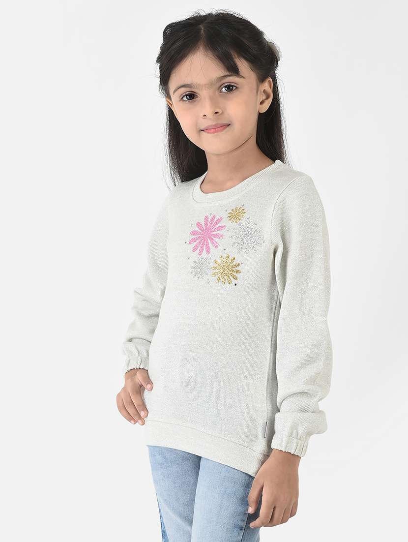 girls round neck self-designed regular sweater - 18620947 -  Standard Image - 2