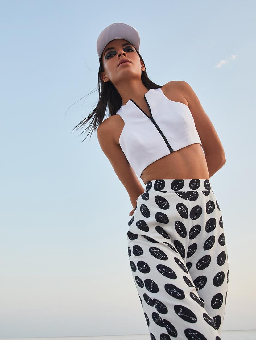 women's crop round neck top - 18621955 - Standard Image - 2