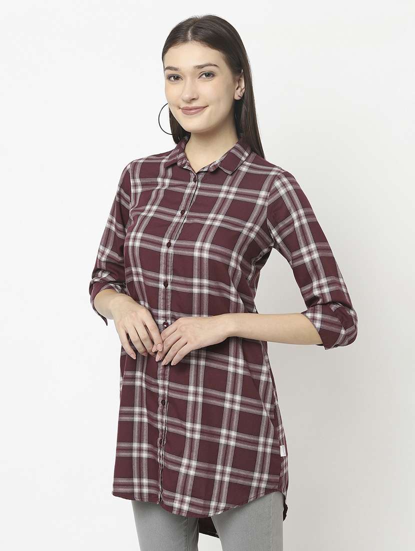 checkered regular longline shirt - 18622013 - Standard Image - 2