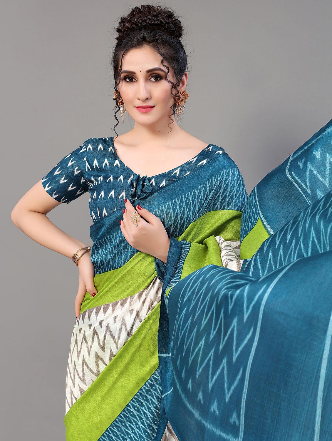 ikat mysore silk saree with blouse - 18627139 - Standard Image - 2