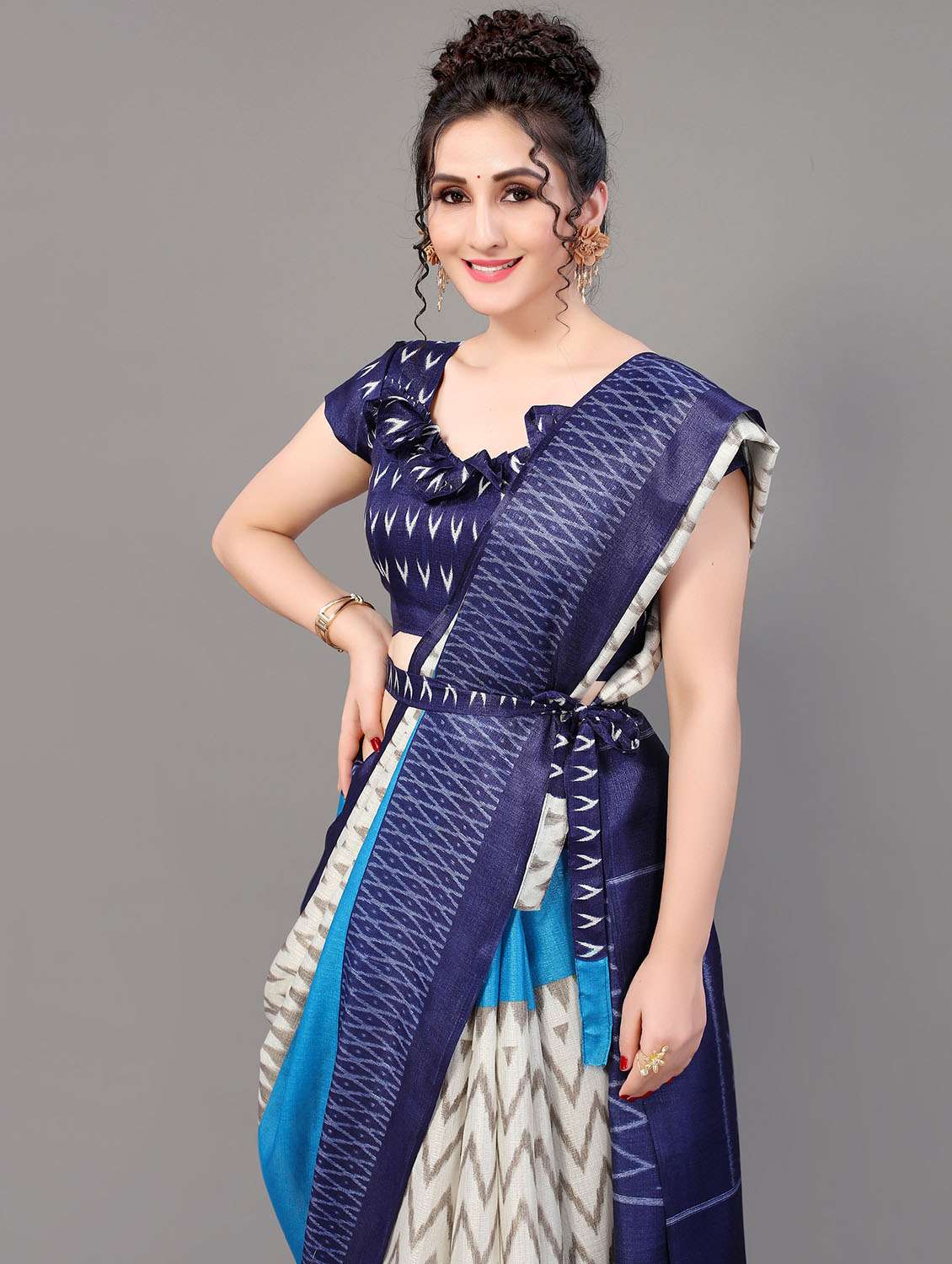 ikat mysore silk saree with blouse - 18627140 - Standard Image - 2