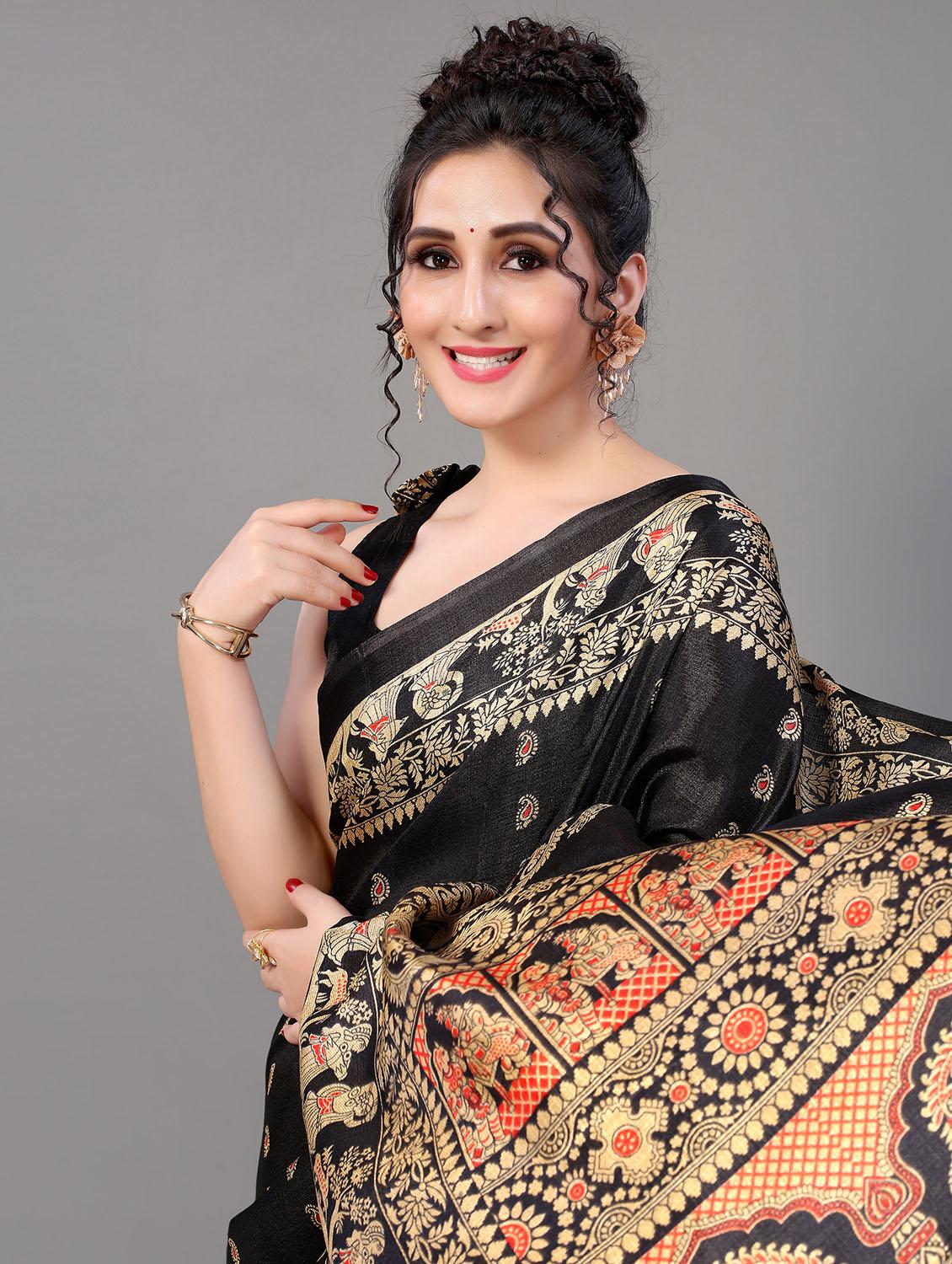 paisley mysore silk saree with blouse - 18627141 - Standard Image - 2