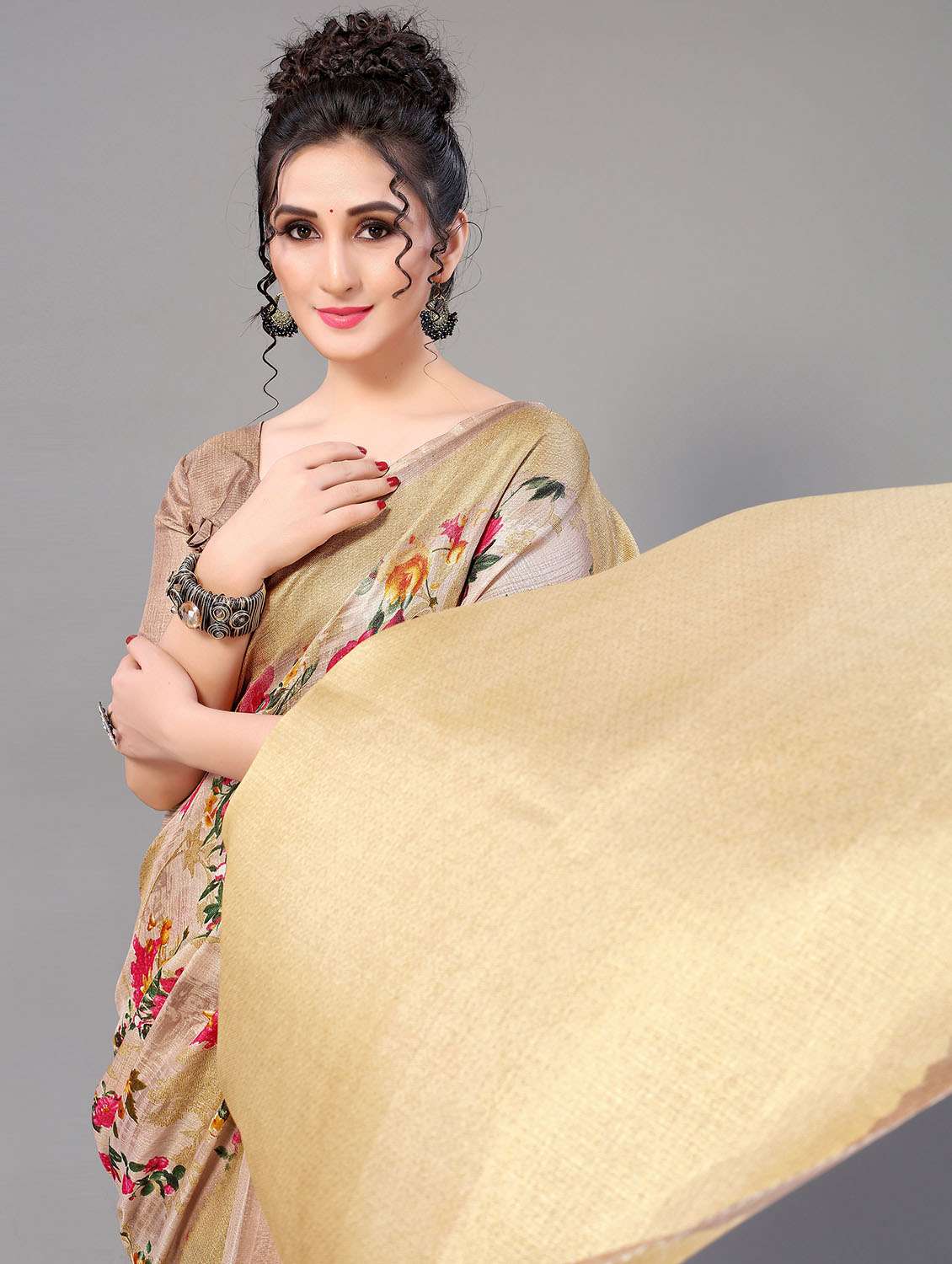 floral mysore silk saree with blouse - 18627146 - Standard Image - 2