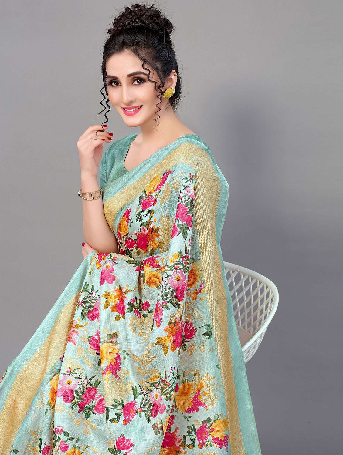 floral mysore silk saree with blouse - 18627147 - Standard Image - 2