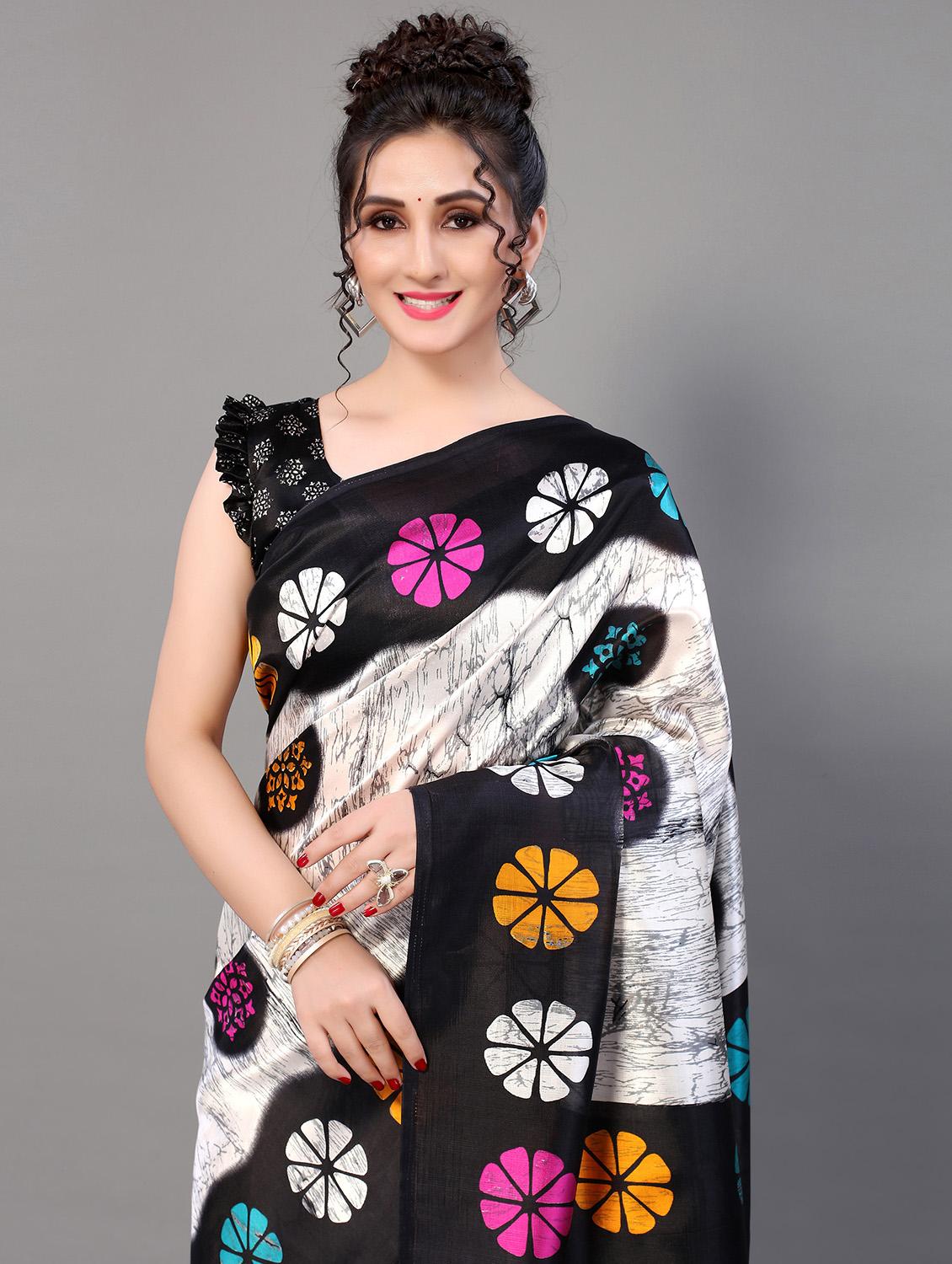 floral mysore silk saree with blouse - 18627196 - Standard Image - 2