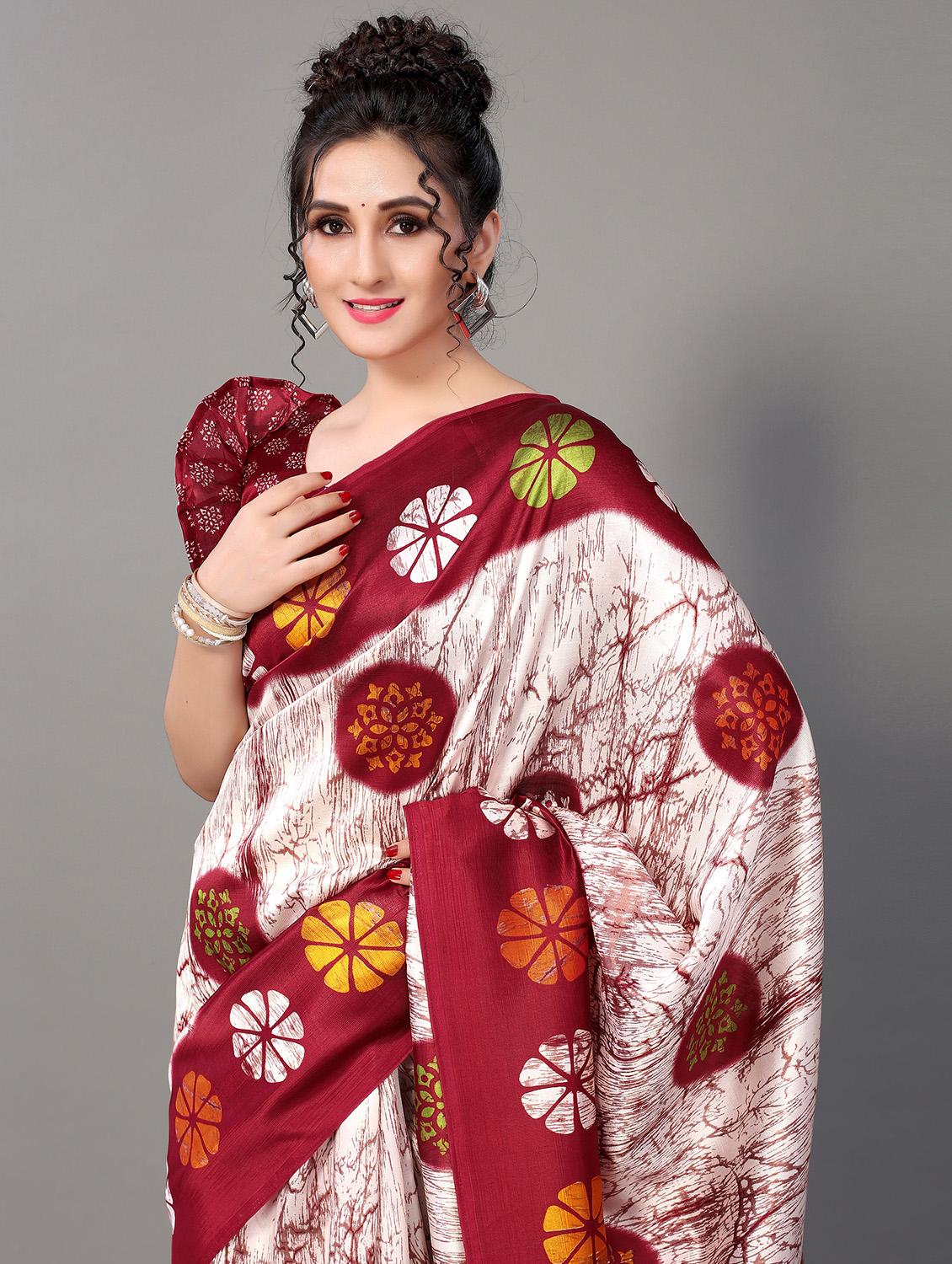 floral mysore silk saree with blouse - 18627198 - Standard Image - 2