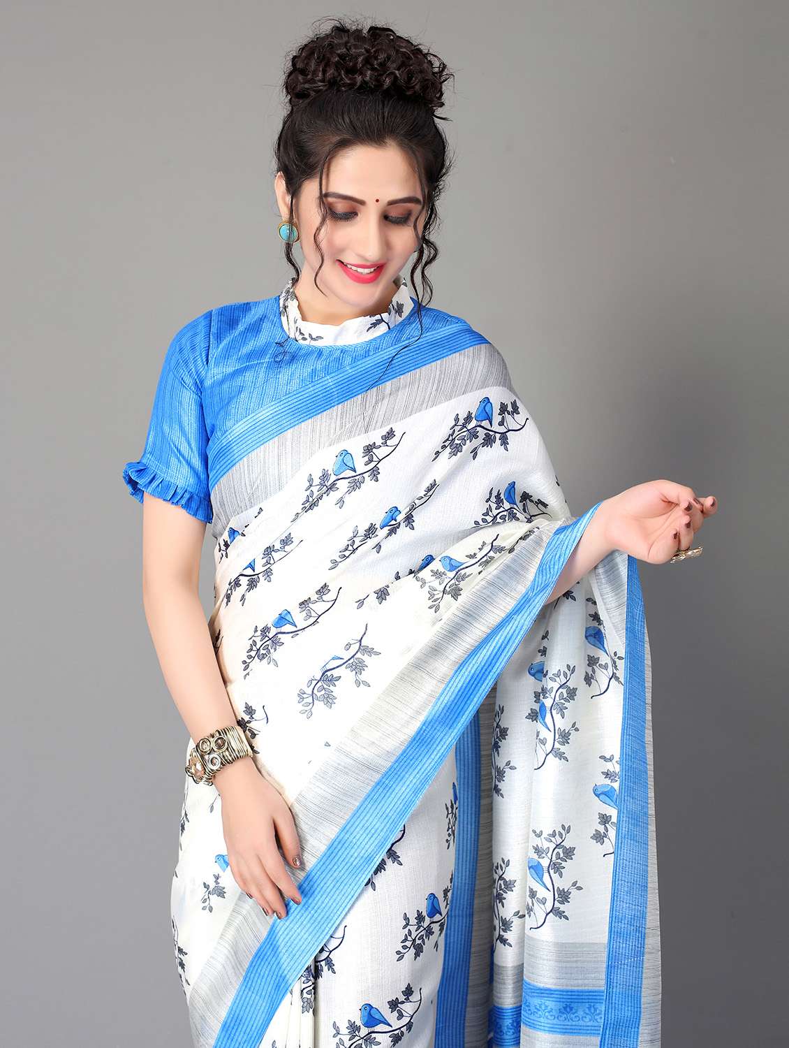 conversational print mysore silk saree with blouse - 18627212 - Standard Image - 2