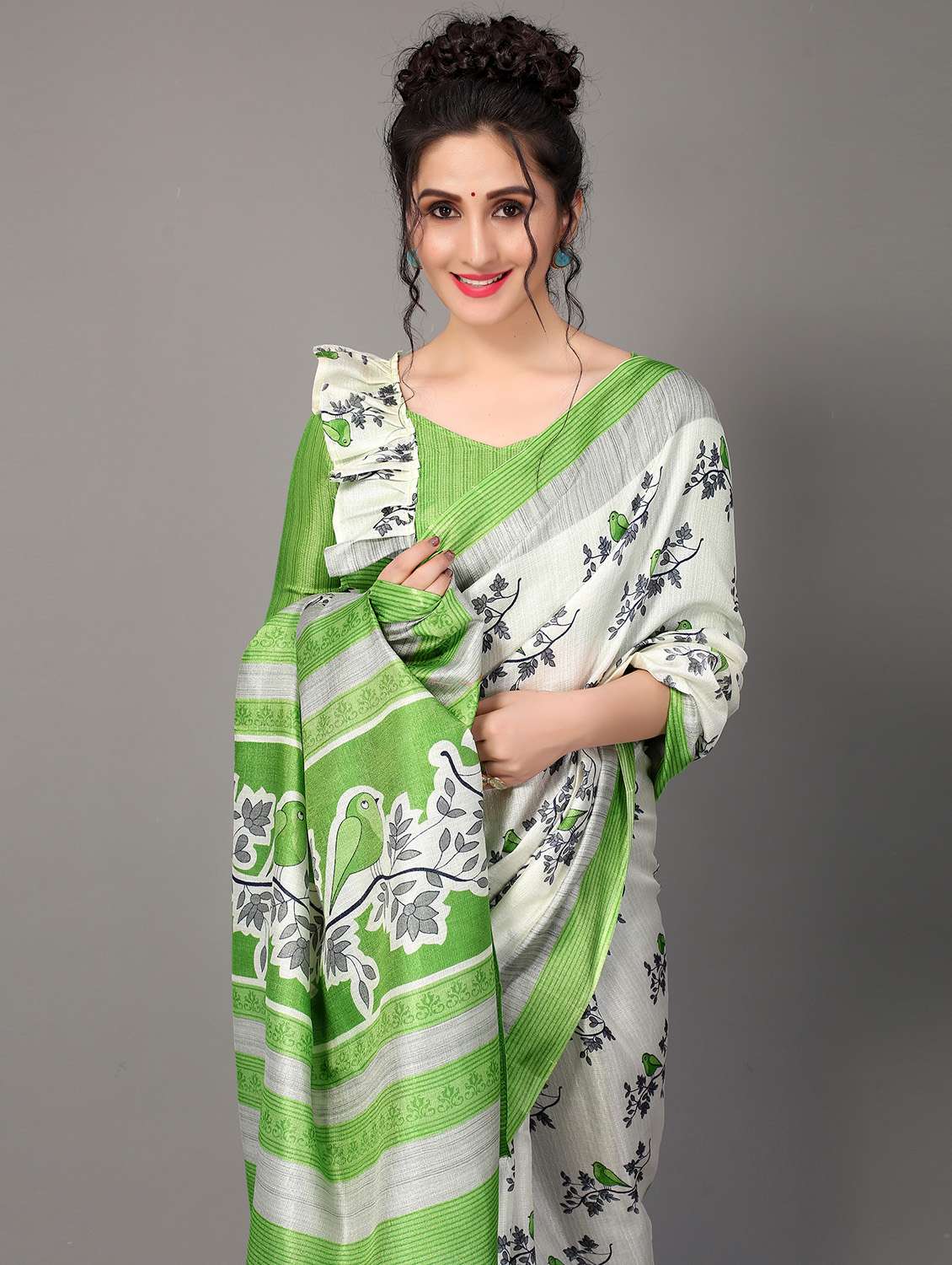 conversational print mysore silk saree with blouse - 18627214 - Standard Image - 2