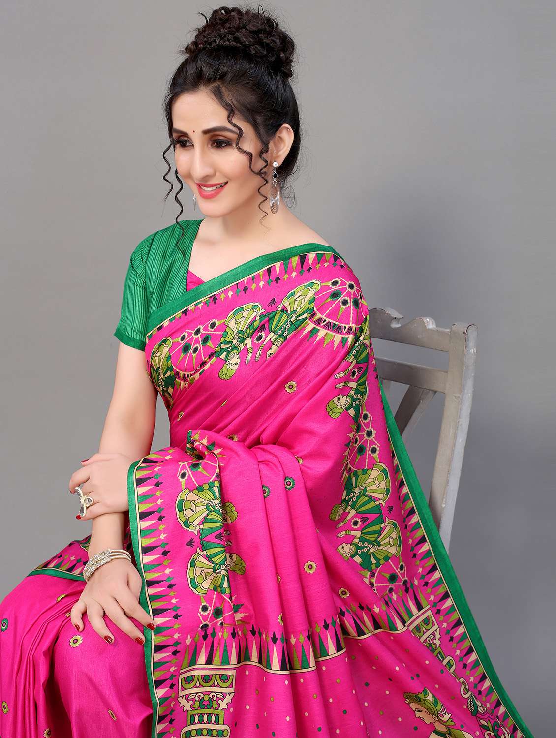 conversational print mysore silk saree with blouse - 18627223 - Standard Image - 2